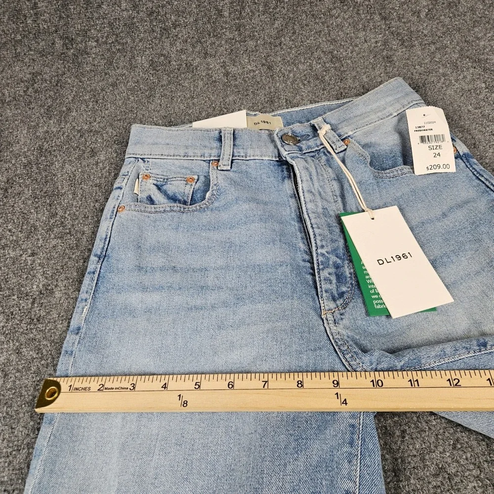 $209 DL1961 Hepburn Wide Leg High Rise Ankle Jeans Freshwater Light Wash Size 24